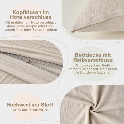 Blumtal Ágyneműhuzat 200x200 cm Oeko-Tex Szürke + 2 Párnahuzat 40x80 cm