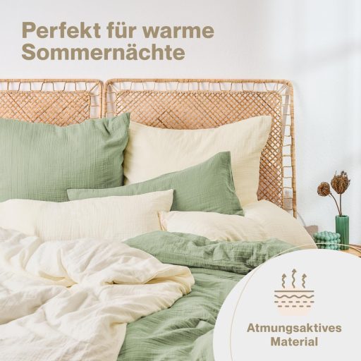 Blumtal Muslin Pamut Ágyneműhuzat 155x220 cm + Párnahuzat 80x80 cm Zöld