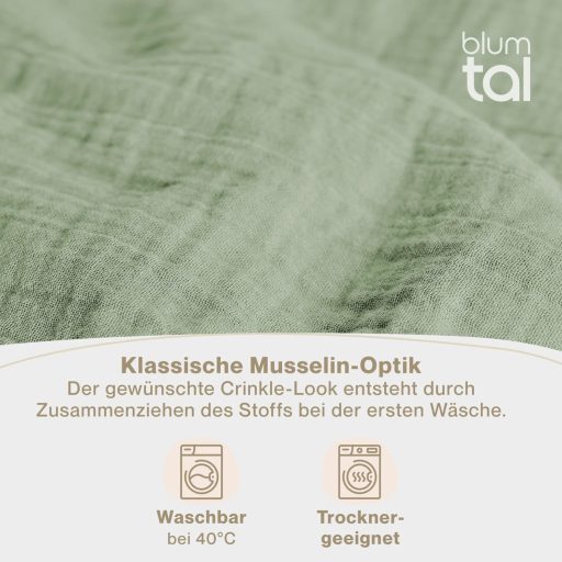 Blumtal Muslin Pamut Ágyneműhuzat 155x220 cm + Párnahuzat 80x80 cm Zöld