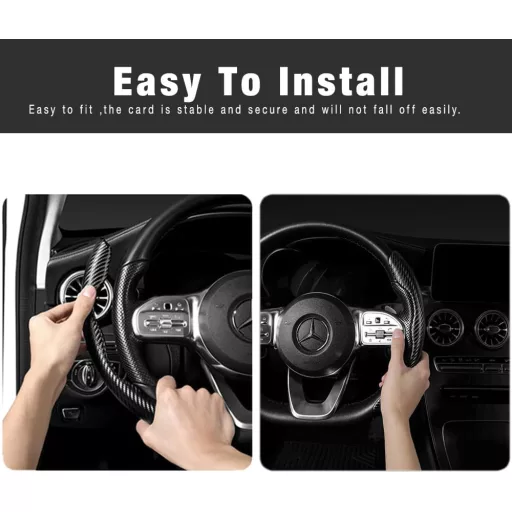 BROVACS Poťah na volant s karbónovým vzorom, univerzálny, protišmykový, tvar O/D, 35,6 – 40,6 cm, svetlohnedý