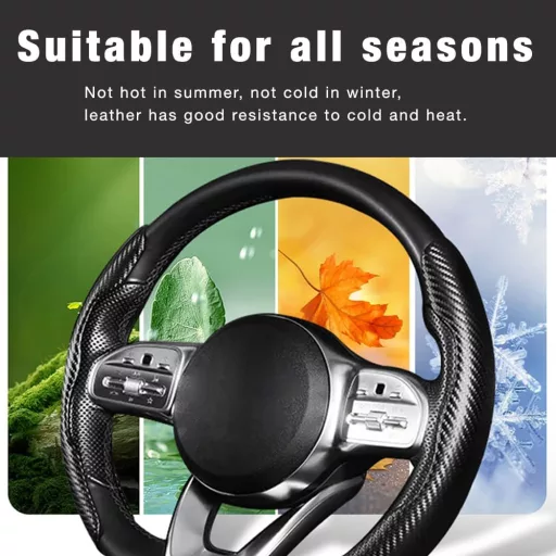 BROVACS Szénszálas Kormánykover Piros Univerzális 36-41cm Anti-slip PU Bőr