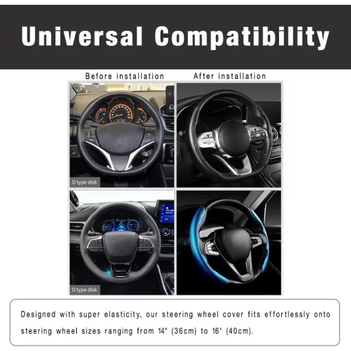 BROVACS Szénszálas Kormánykover Piros Univerzális 36-41cm Anti-slip PU Bőr