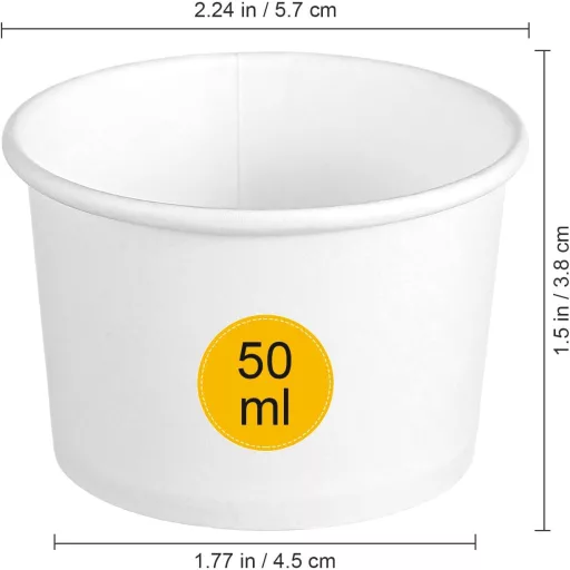 SOLUSTRE 100 db Fehér Papír Fagylalt Pohár Desszert Tál Meleg Hideg Ételhez