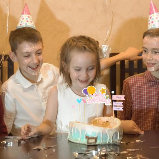 Koboko Set ukrasa za rođendansku tortu - Ružičasti natpis "Happy Birthday", zastavice u obliku srca - Za dječake i djevojčice - Dječji rođendan T