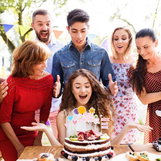 Koboko Szülinapi Tortadísz Szett - Rózsaszín Happy Birthday Felirattal, Szívecskés Zászlókkal - Fiúknak és Lányoknak - Gyerek Születésnapi T