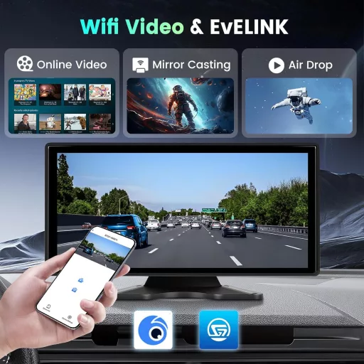 Hodozzy 10.36" Autórádió Carplay Android Vezeték Nélküli Tolatókamera Bluetooth