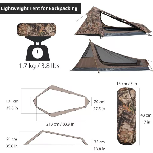 Geertop Bivak Trekking Sátor 1 Személyes Könnyű 1,5 kg 3-4 Évszak