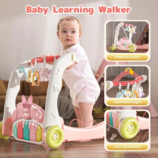 CUTE STONE Podloga za igru za bebe s klavirom - Edukativna gimnastika za bebe, Učilica za hodanje, Jačanje trbušnih mišića, Centar aktivnosti za novorođenčad i malu djecu