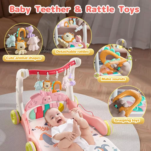 CUTE STONE Podloga za igru za bebe s klavirom - Edukativna gimnastika za bebe, Učilica za hodanje, Jačanje trbušnih mišića, Centar aktivnosti za novorođenčad i malu djecu