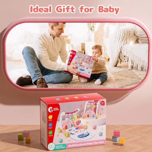 CUTE STONE  Bébi Játszószőnyeg Zongorával - Fejlesztő Babatornáztató, Járástanító, Hasizomerősítő Aktivitás Központ Újszülötteknek és Kisgyerme