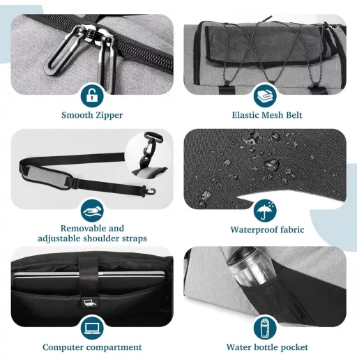 Tolaccea Expandable 54-72L Sporttáska Hátizsák Cipőtartóval Laptop Rekesszel Utazáshoz Edzéshez
