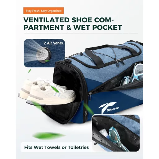 Tolaccea Expandable 54-72L Sporttáska Hátizsák Cipőtartóval Laptop Rekesszel Utazáshoz Edzéshez