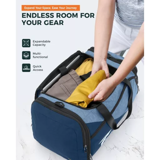 Tolaccea Expandable 54-72L Sporttáska Hátizsák Cipőtartóval Laptop Rekesszel Utazáshoz Edzéshez