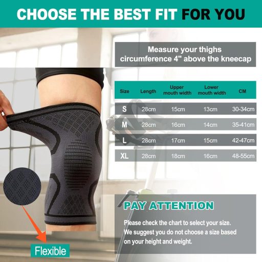 Home Harbor 2 db Állítható Térdrögzítő Futáshoz, Sportoláshoz, Fekete, L méret