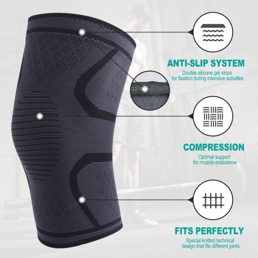 Home Harbor 2 db Állítható Térdrögzítő Futáshoz, Sportoláshoz, Fekete, L méret