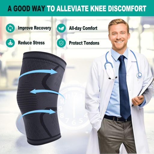 Home Harbor 2 db Állítható Térdrögzítő Futáshoz, Sportoláshoz, Fekete, L méret