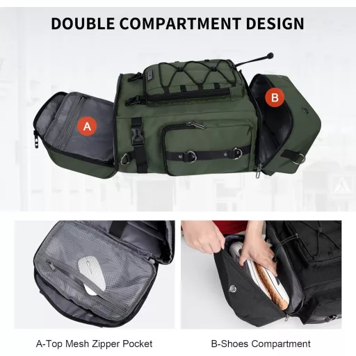 WITZMAN 40L utazási hátizsák 17 hüvelykes laptoppal, cipőtartóval, világoszöld