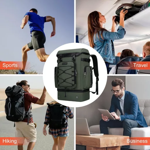 WITZMAN 40L utazási hátizsák 17 hüvelykes laptoppal, cipőtartóval, világoszöld