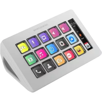   Consolă de control Mars Gaming MSD-ONE Slim cu 15 taste LCD, albă