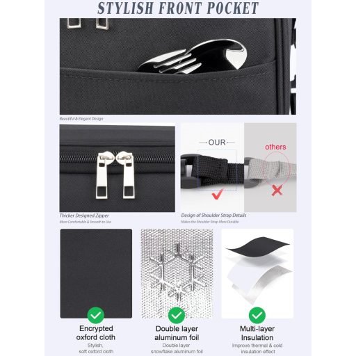 BALIGO 9L Hűtőtáska Összecsukható Ebédtáska Munkához Utazáshoz Piknikhez