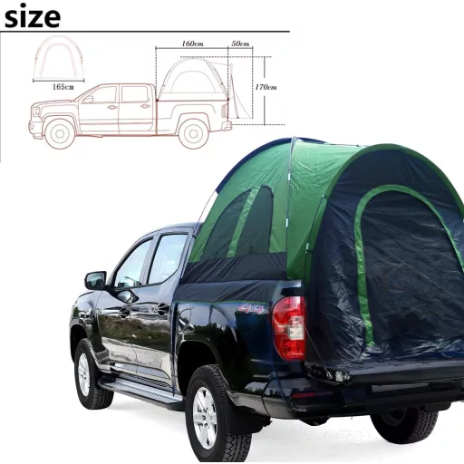 OYE Outdoors Pickup Teherautó Sátor - 3-4 Személyes Platósátor Kempingezéshez, Horgászathoz, Utazáshoz - Vízálló, 4 Évszakos, Szélálló Üvegs