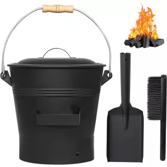   Vnierxful 10 literes hamutartó fedéllel, lapáttal és kefével - kandalló és grillhez