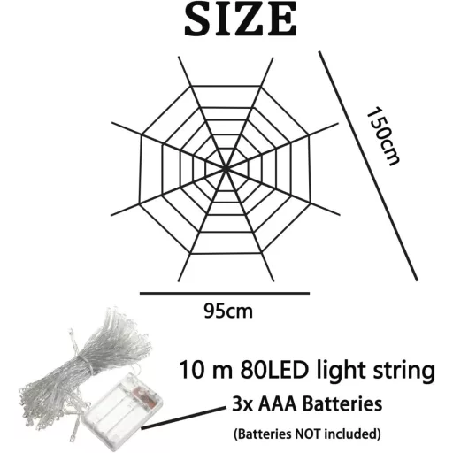 KEELYY 80 LED Svjetleća mreža paukova za Halloween, vanjska/unutarnja dekoracija