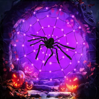   KEELYY 80 LED Pókháló Fényfüzér Halloween Dekoráció Kültéri Beltéri