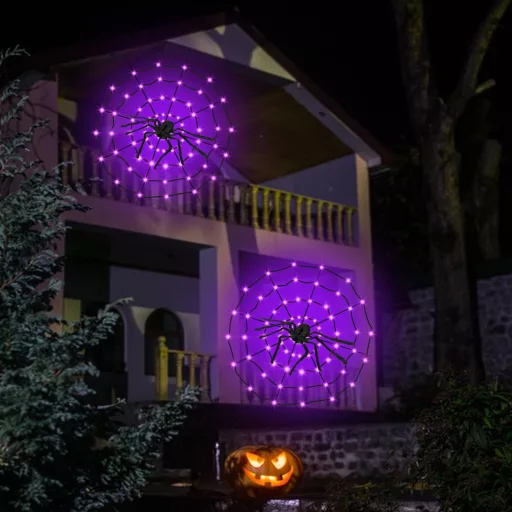 KEELYY 80 LED Pókháló Fényfüzér Halloween Dekoráció Kültéri Beltéri