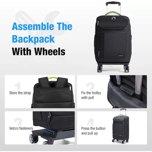 Rucsac de Afaceri Lekespring cu Roti din Piele pentru Laptop de 17.3", Geantă de Călătorie Impermeabilă