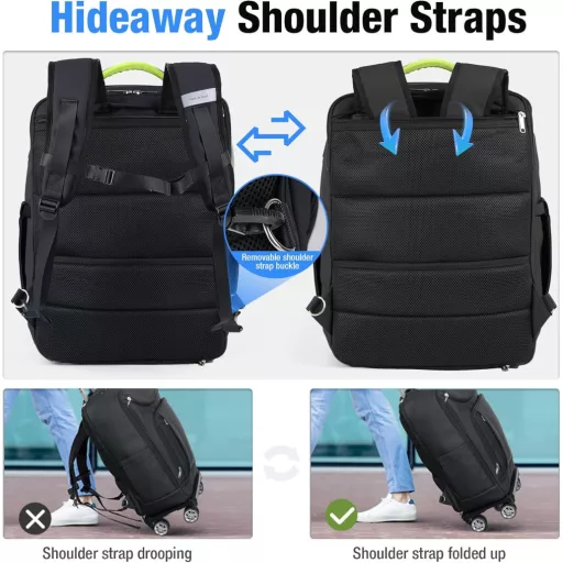 Lekespring Bőr Gurulós Üzleti Hátizsák 17.3" Laptoppal, Vízálló Utazási Táska