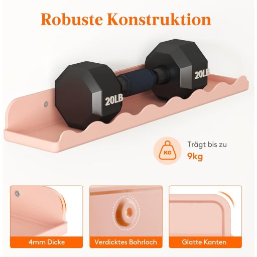 Lifewit Gyerek Fali Könyvespolc Szett, 4 db Rózsaszín Hullám Alakú Függő Polc (38 cm), Gyerekszobába Könyvekhez, Játékokhoz, Plüssökhöz