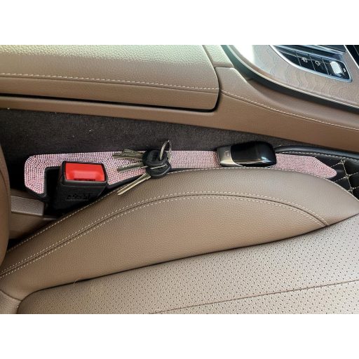 Set 2 bucăți umplutură pentru spațiul dintre scaune auto cu sclipici și diamante cwboine, roz