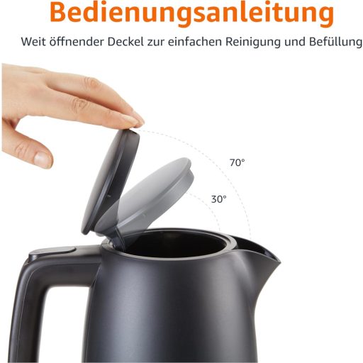 Amazon Basics 1,7 literes vízforraló 2200W, BPA-mentes, 360° forgatható talp, automata kikapcsolás