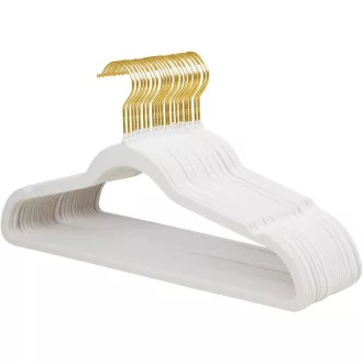   ManGotree 22 db Bársony Ruhaakasztó Forgó Arany Horoggal, Csúszásmentes Öltönyakasztó Fehér