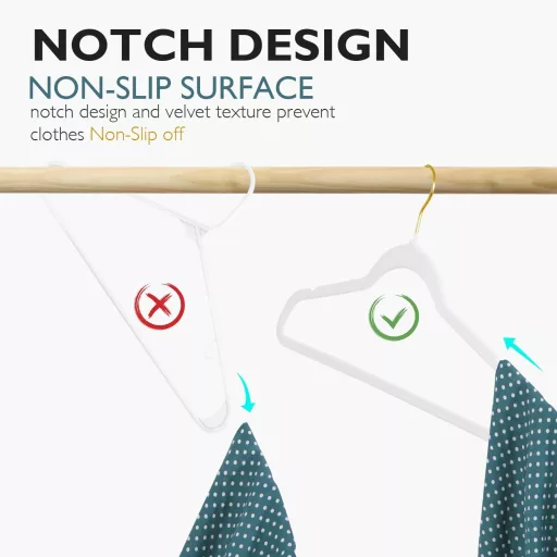 ManGotree 22 komada baršunastih vješalica za odjeću s rotirajućom zlatnom kukom, protuklizne vješalice za odijela, bijele