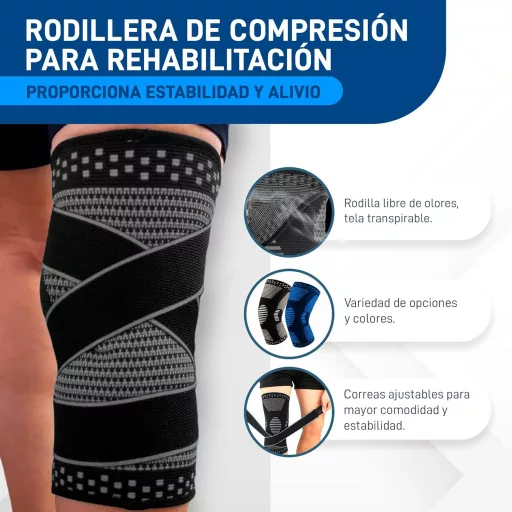 Kompresná kolenná ortéza Bahía Aventura na podporu menisku a väzov, čierna, L