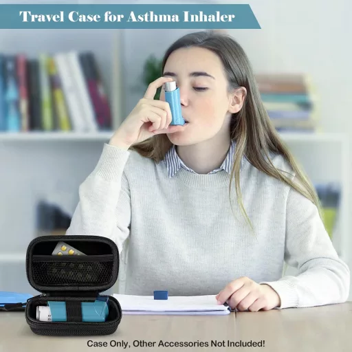 MEDMAX Hordozható Asztmainhalátor Táska Fekete Védőtok Karabinerrel