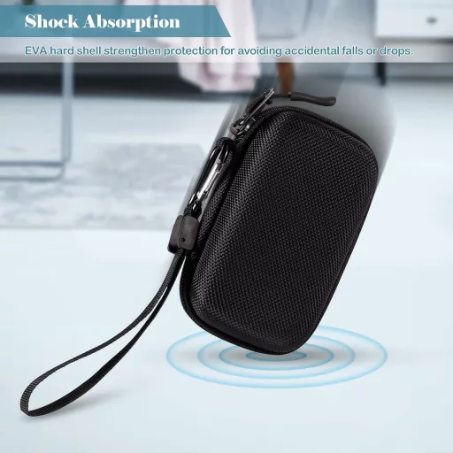 Prenosné puzdro na astmatický inhalátor MEDMAX, čierny ochranný obal s karabínou