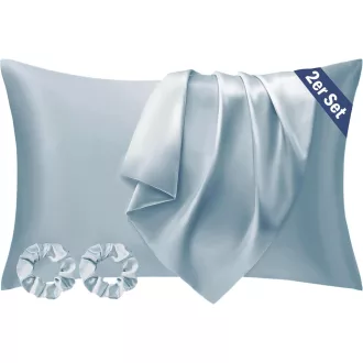  Seiwohl 2db Selyem Párnahuzat 40x80cm Smalt Kék Hajápoló Satin Pillowcase