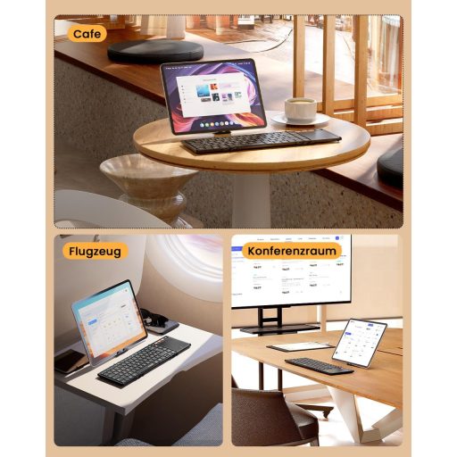 ProtoArc XK01 TP Összehajtható Bluetooth Billentyűzet Érintőpaddal - QWERTZ Német Kiosztás, iPad/iOS/Android/Windows Kompatibilis, Fekete