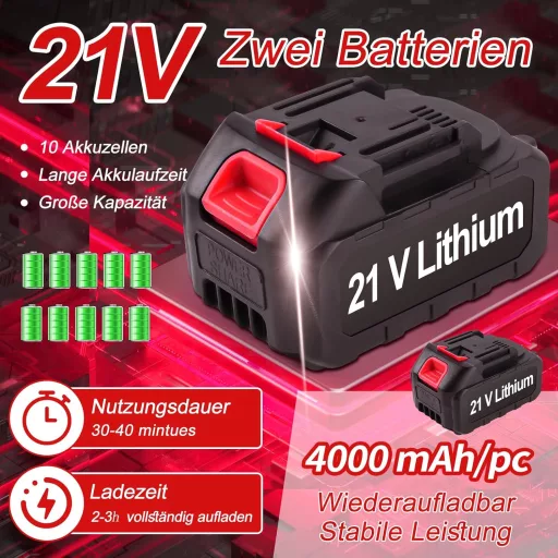 Motocoasă cu acumulator Xbzzgmg, 2 Acumulatori, 4 Tipuri de Lame - Trimmer Ajustabil, Telescopic, cu Zgomot Redus pentru Grădini, Curți