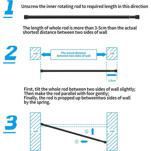 Aiitomg Teleskopska Zavjesa bez Bušenja 73-175 cm Crna