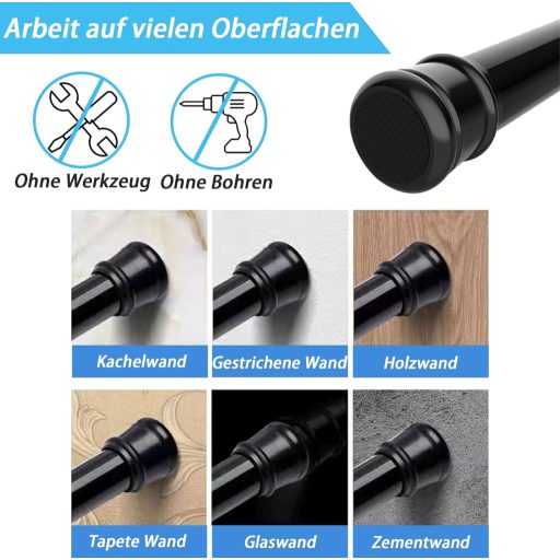 Aiitomg Feszítőrúd Függönyökhöz 73-145 cm Ezüst Fúrás Nélkül