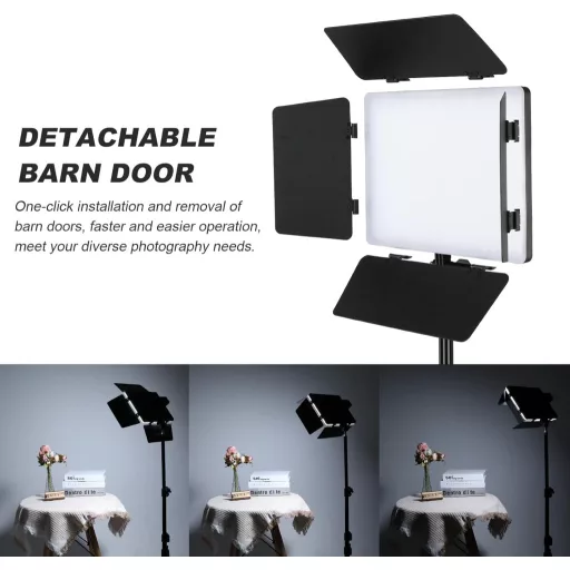 Set de Lumini Video LED Soonpho - 2 Panouri Luminoase Reglabile de 20W 2800-6500K, cu Stativ de 1,6m și Suport de Telefon, pentru Filmări YouTube, Studio