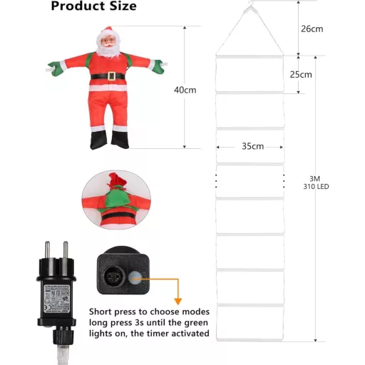 iShabao 3M Karácsonyfa Fényfüzér 310 LED Színes Világítás Távirányítóval Időzítővel