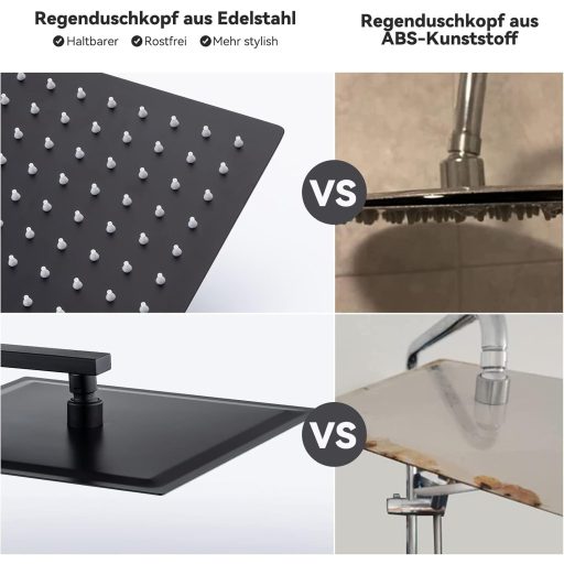 Auralum Termosztátos Zuhanyszett Rozsdamentes Acél Esőzuhanyfejjel Fekete