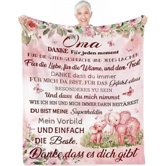   Yasrlvun Nagymama Ajándék Puha Flanel Takaró - Rózsaszín Kényelmes Pléd Születésnapra, Anyák Napjára és Minden Alkalomra (127x152 cm)