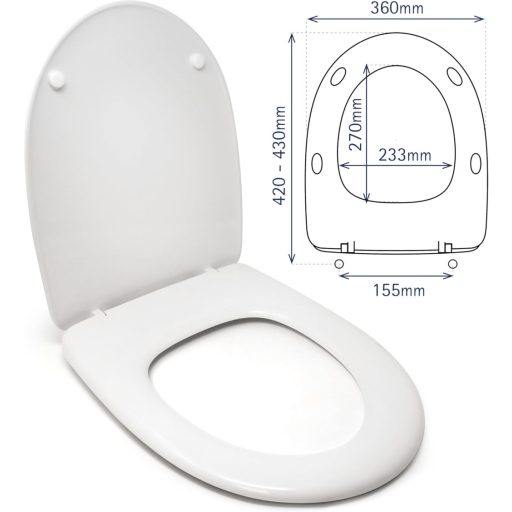 ESTOLI WC ülőke Odéon Jacob Delafon kompatibilis, rozsdamentes zsanér, fehér