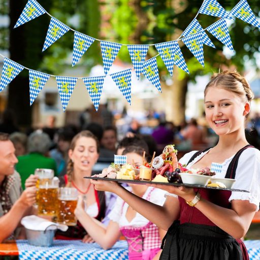 Ghirlandă decorativă Oktoberfest NEBURORA 10m, decorațiune bavareză, leu galben